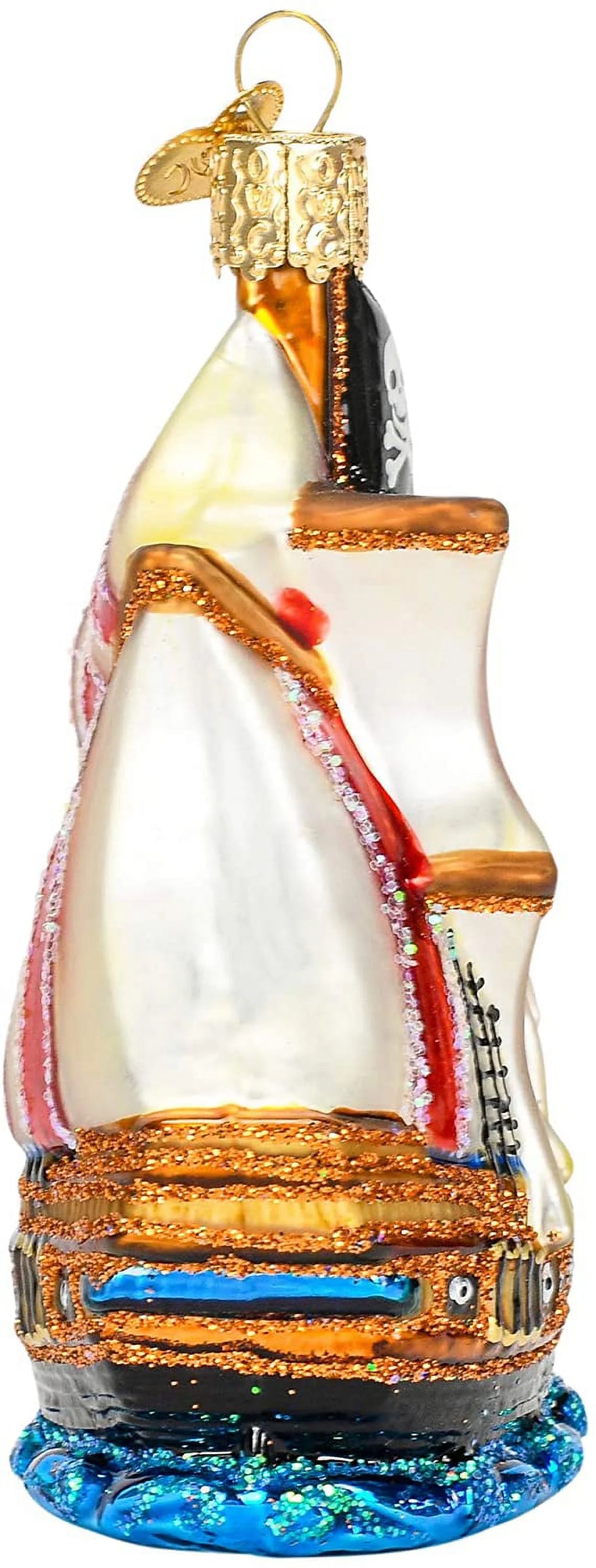 Glass Blown Ornament Pirate Ship V474