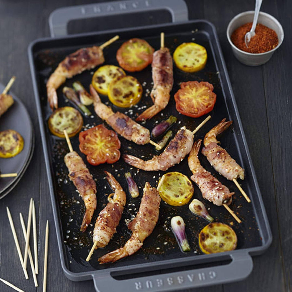 Caviar-Grey Rectangular Enameled Cast Iron Griddle R5579