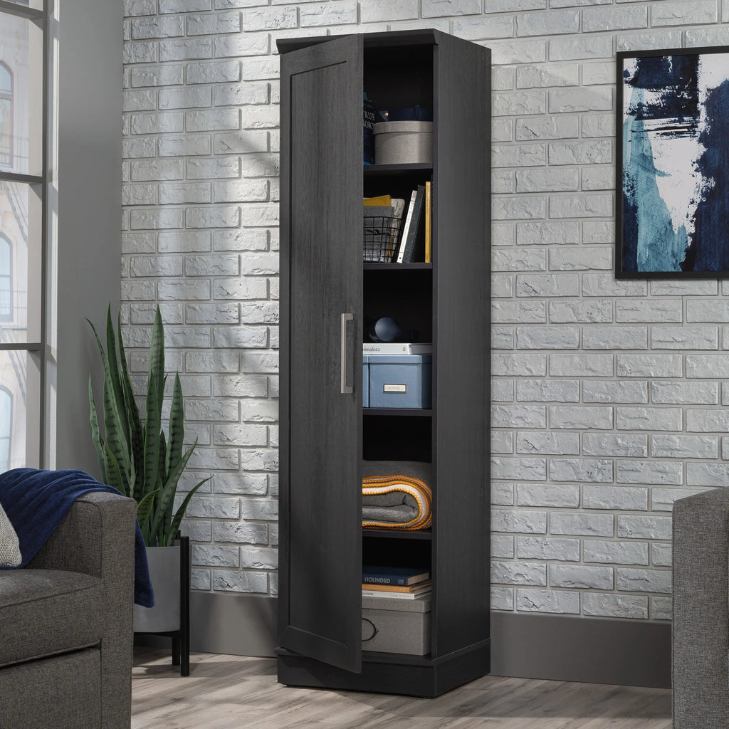 Engineered Wood Single Door Pantry in Raven Oak Finish F855338