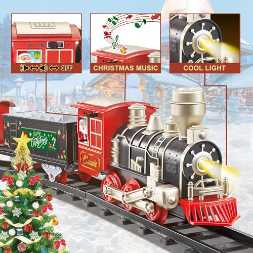 Christmas Train Set with Lights, Sounds, 3 Cars & 10 Tracks W330527