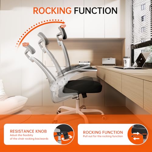 Black Ergonomic High Back Desk Chair with Flip-up Armrests B1575