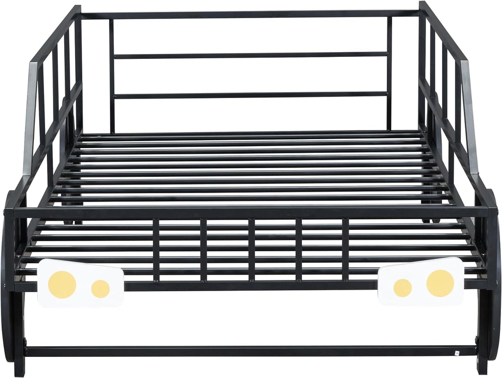 Black Race Car Bed with Rails and Wheels D553