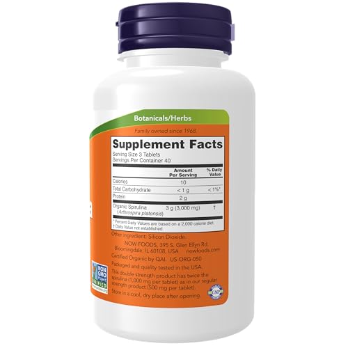 Organic Spirulina 1000mg Tablets - 300 Count - Non-GMO Supplement N2052