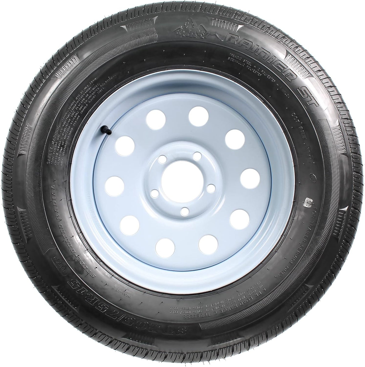 Radial Trailer Tire On Rim ST205/75R15 15 5 Lug Wheel White Modular V523947