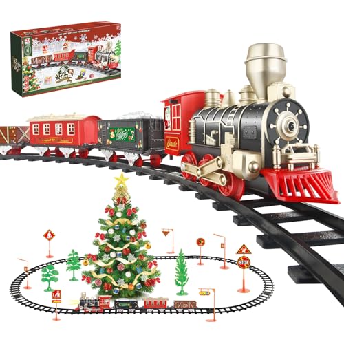 Christmas Train Set with Lights, Sounds, 3 Cars & 10 Tracks W330527