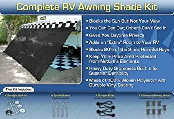 Black RV Awning Shade Complete Kit 8x17 I431