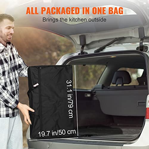 Brown Aluminum Folding Camping Kitchen Table with Storage Carrying Bag P14924