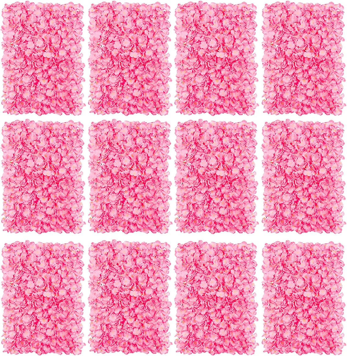 12 Pack Pink Artificial Hydrangea Floral Wall Panels 24×16" M184334