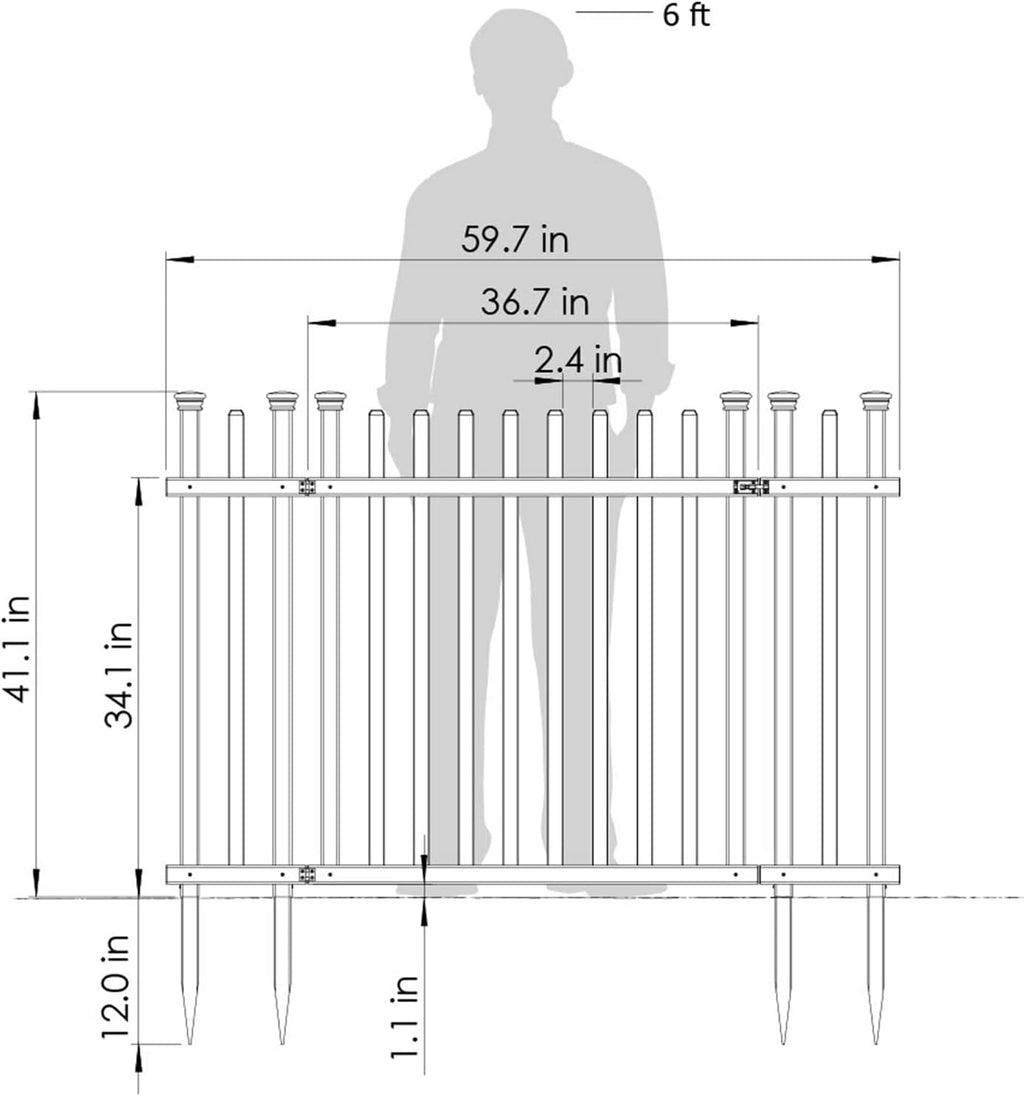 Vinyl Picket Fence 44" W x 41" H 2 Pack and White Vinyl Gate Kit 59.7" W x 41.1" H W84425