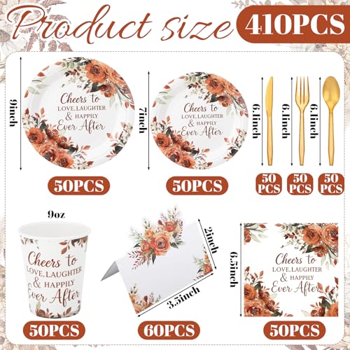 410 Pcs Terracotta Paper Plates and Napkins Set Disposable Party Tableware R4609