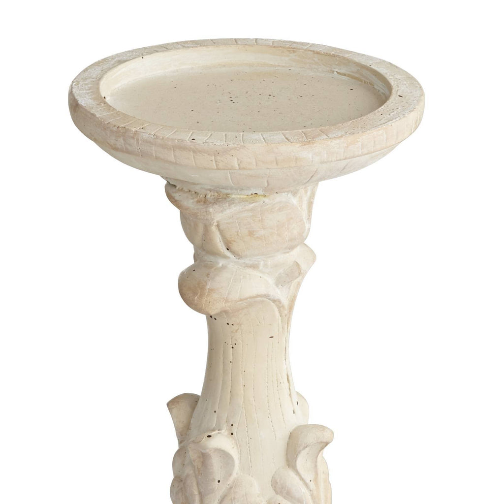 Whitewashed Carved Pillar Candle Holders Set of 3 H778