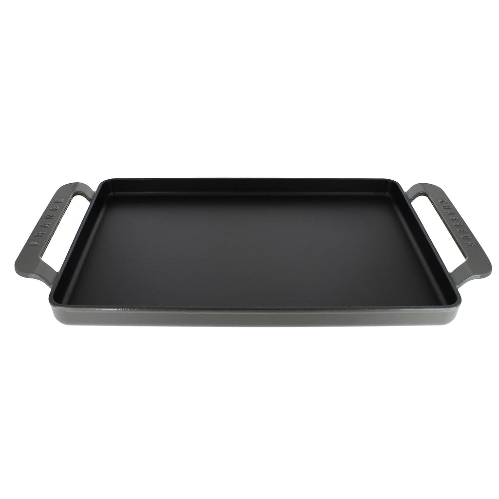 Caviar-Grey Rectangular Enameled Cast Iron Griddle R5579
