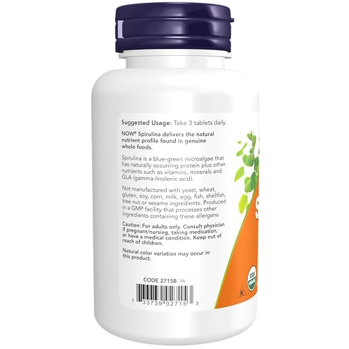 Organic Spirulina 1000mg Tablets - 300 Count - Non-GMO Supplement N2052