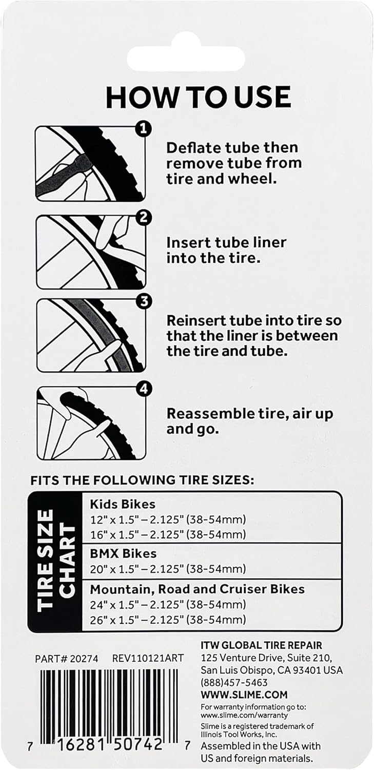 Bike Tube Protectors and Puncture Repair Sealant Bundle for 12-26 x 1.5′′-2.125′′ Tires and 8oz Sealant Bottle C36195