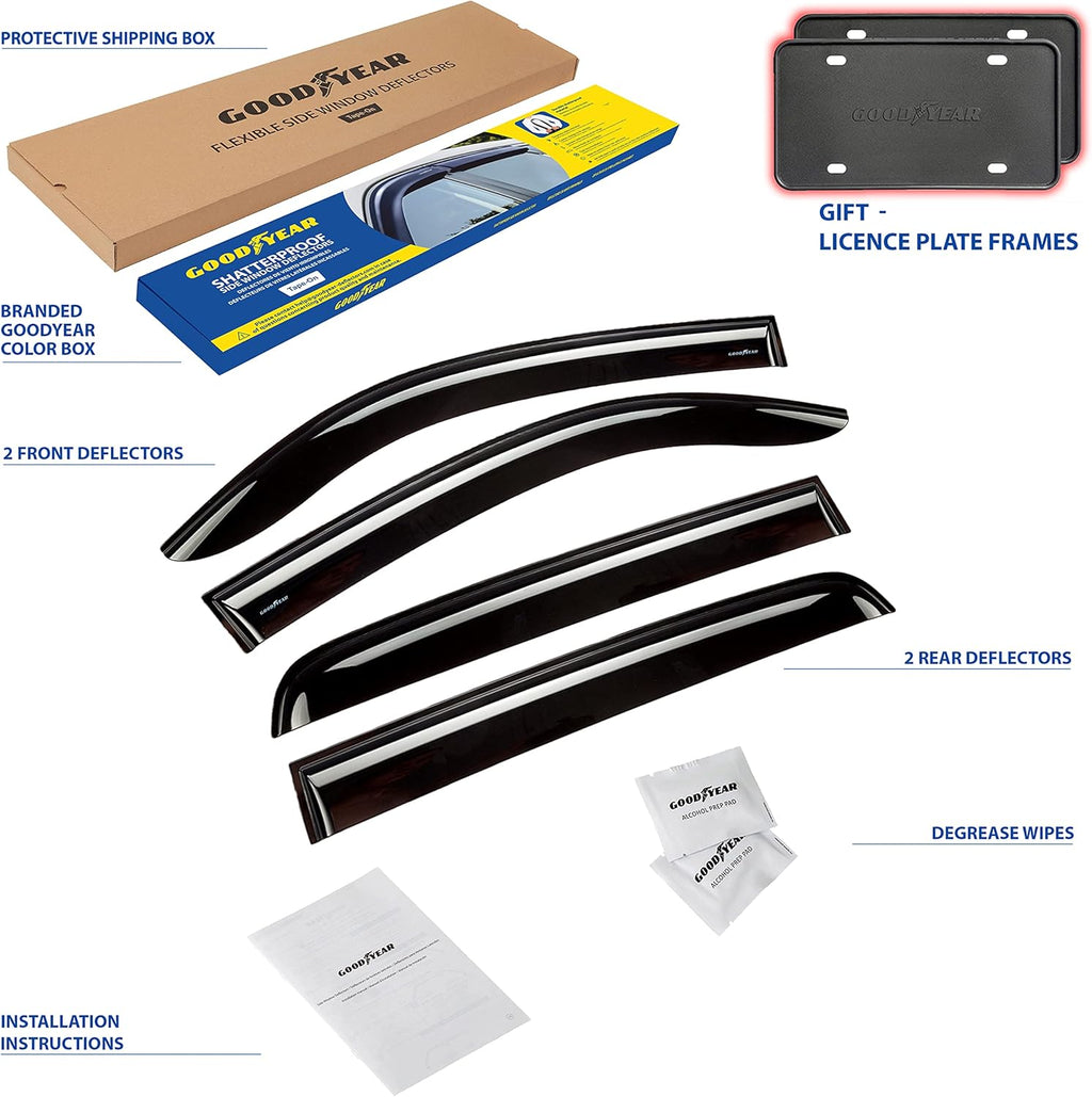 Window Deflectors for Toyota Tacoma 2016-2022 Double Cab, 4pcs P481548