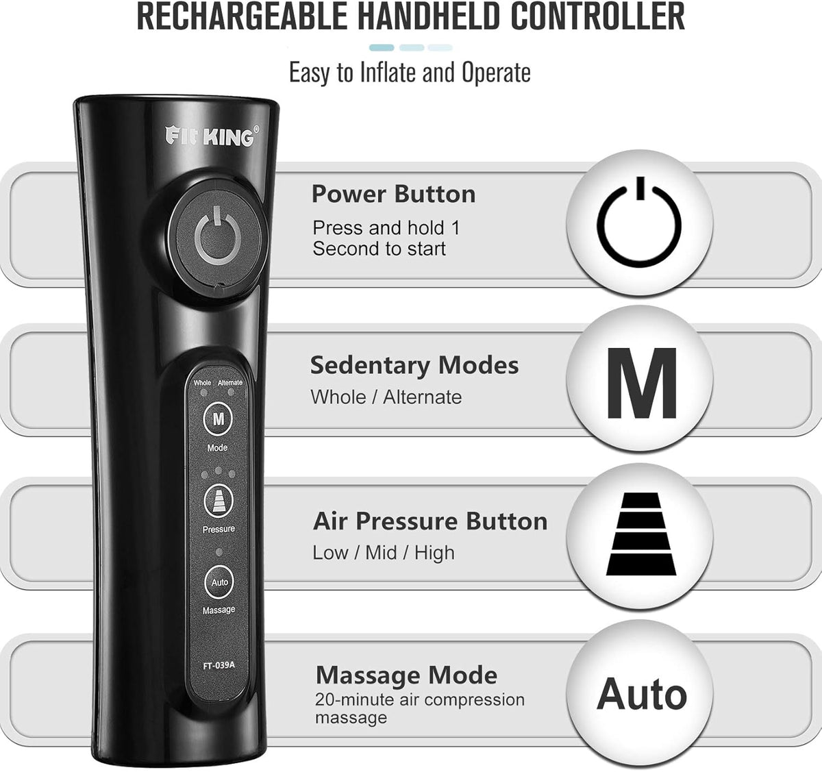 Rechargeable Electric Inflatable Air Seat Cushion with Massage Mode M291