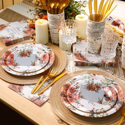 410 Pcs Terracotta Paper Plates and Napkins Set Disposable Party Tableware R4609