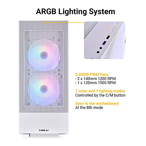 White Mid-Tower ATX PC Case with Tempered Glass Side Panel Z85170