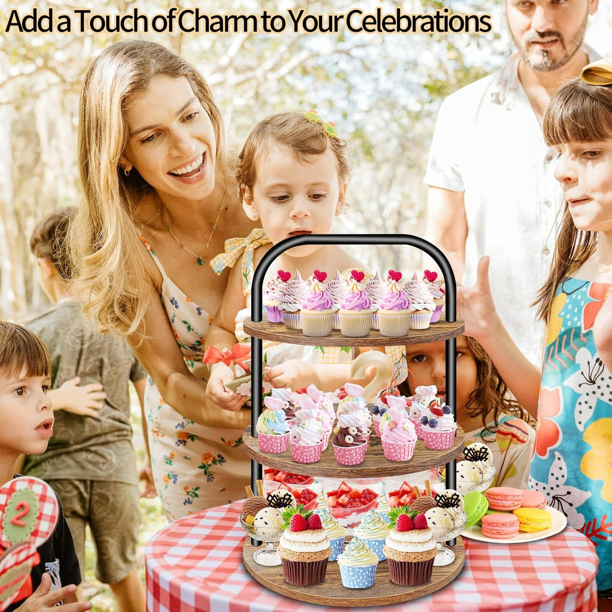 3 Tier Wooden Cupcake Stand L63644