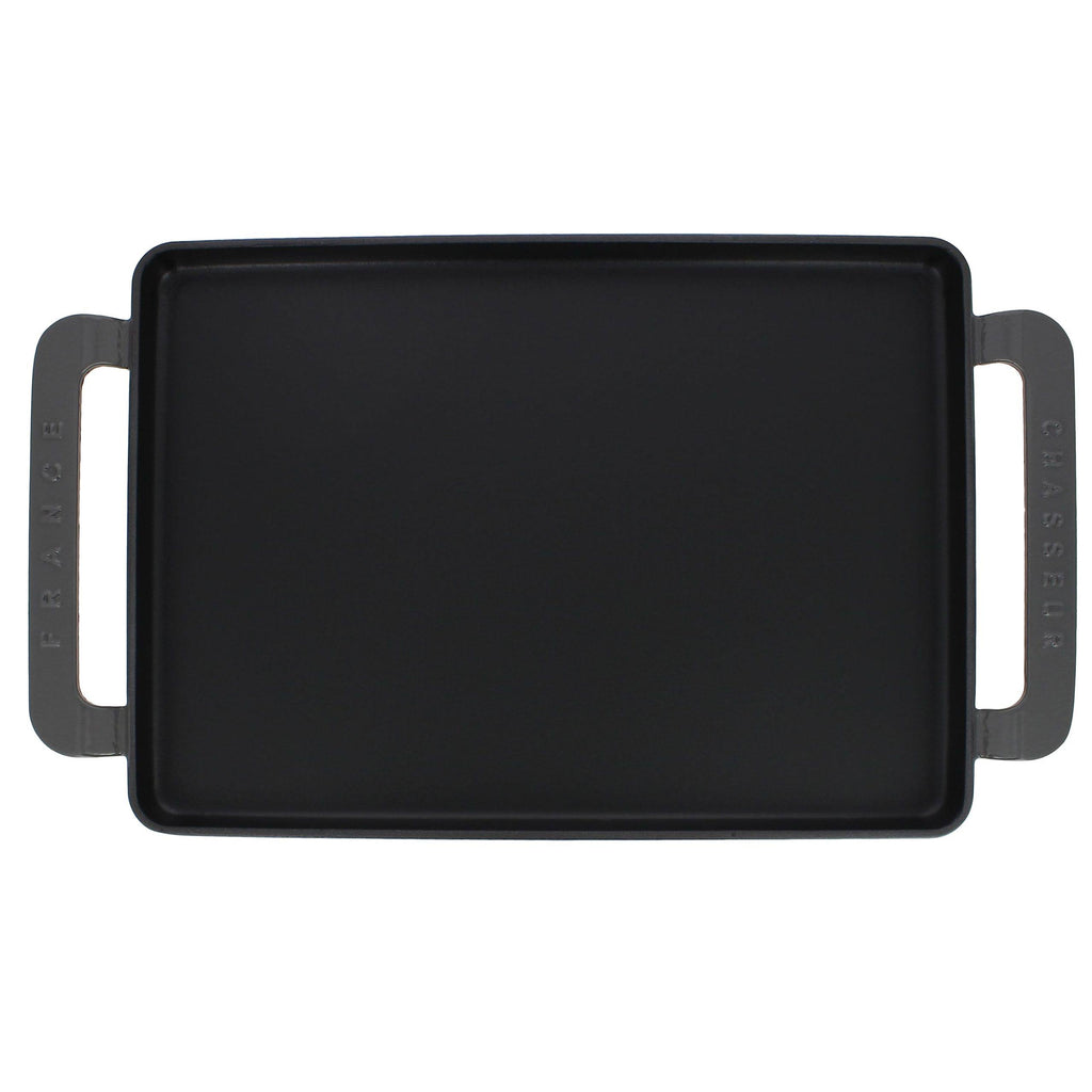 Caviar-Grey Rectangular Enameled Cast Iron Griddle R5579