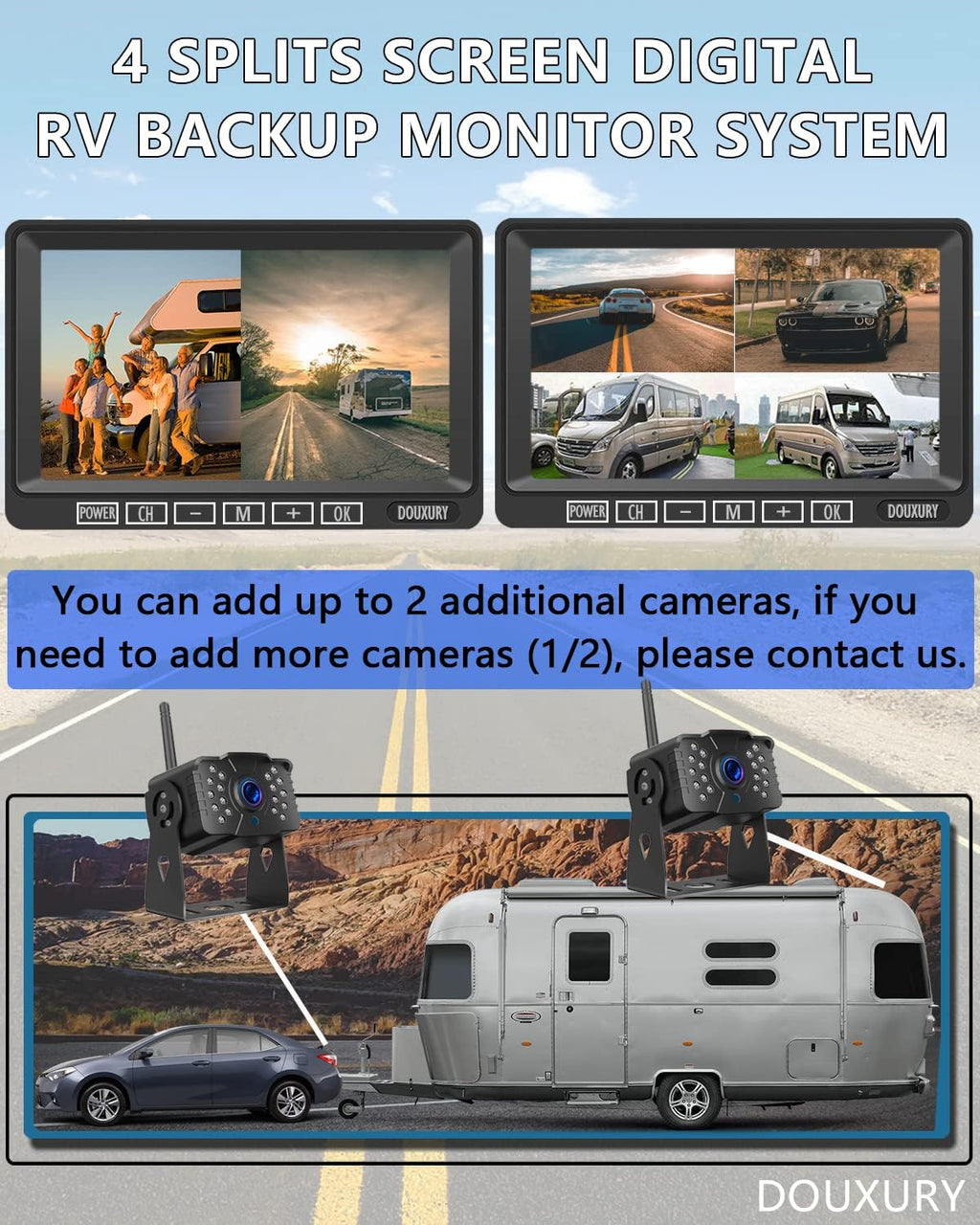 1080P Digital Wireless Backup Camera System 7'' Monitor IP69K Waterproof Night Vision R459
