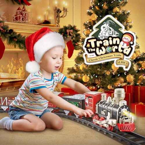 Christmas Train Set with Lights, Sounds, 3 Cars & 10 Tracks W330527