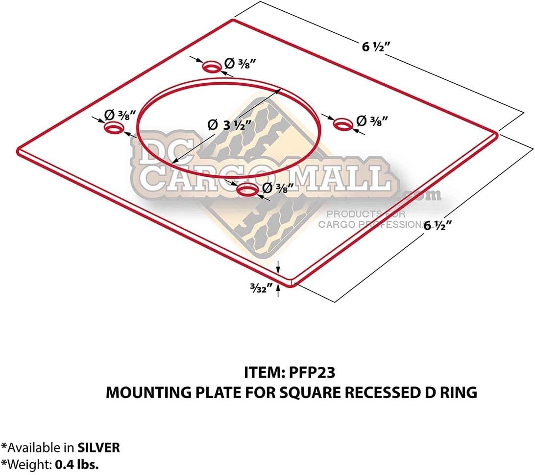 Square Trailer Cargo Tie-Down Anchors with Mounting Hardware J61783