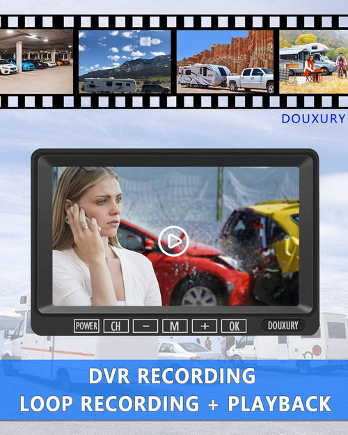 1080P Digital Wireless Backup Camera System 7'' Monitor IP69K Waterproof Night Vision R459