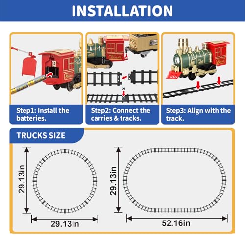 Christmas Train Set with Lights, Sounds, 3 Cars & 10 Tracks W330527