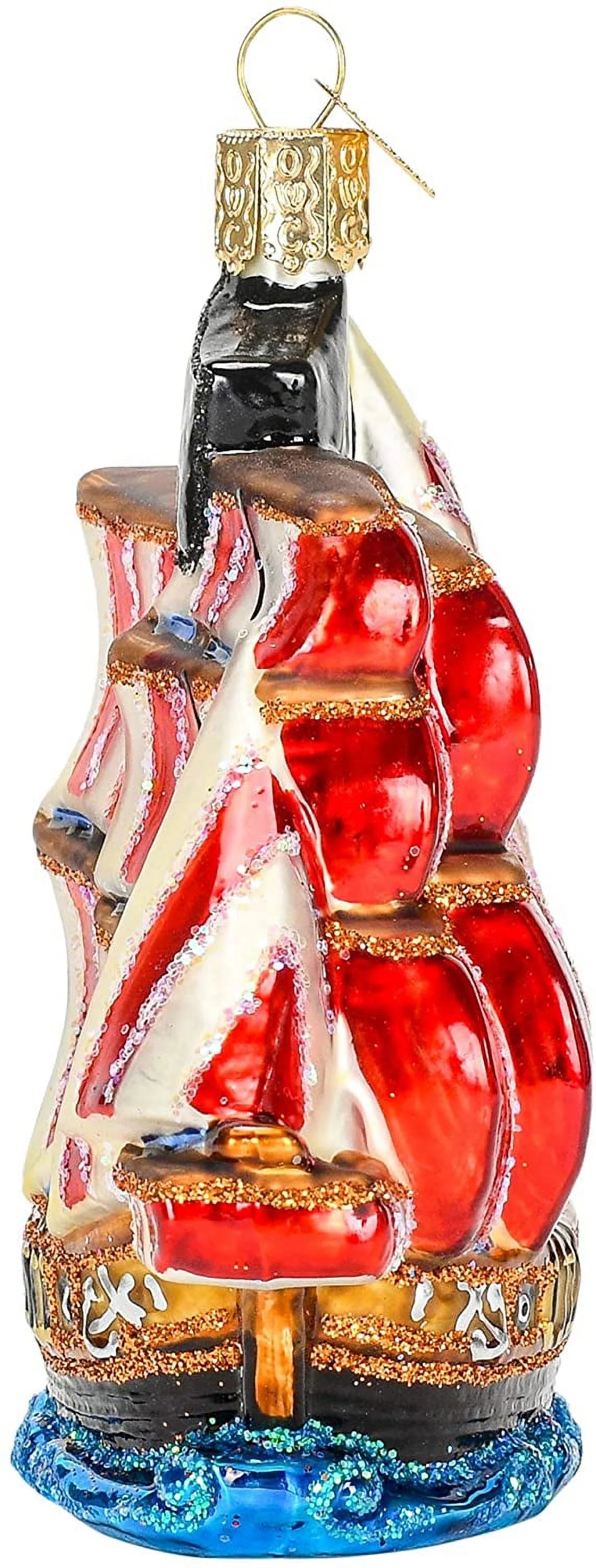 Glass Blown Ornament Pirate Ship V474