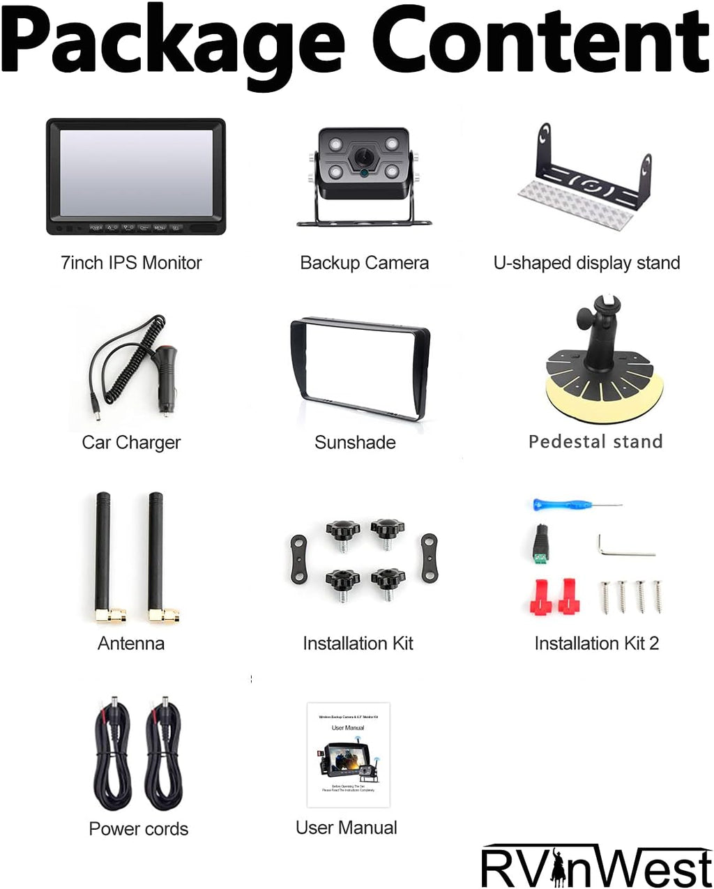 Wireless Backup Camera with 7 DVR HD Monitor D717992