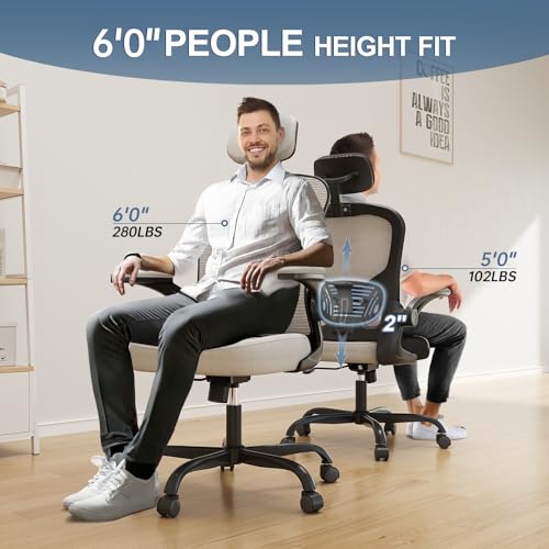 Black Ergonomic High Back Desk Chair with Flip-up Armrests B1575