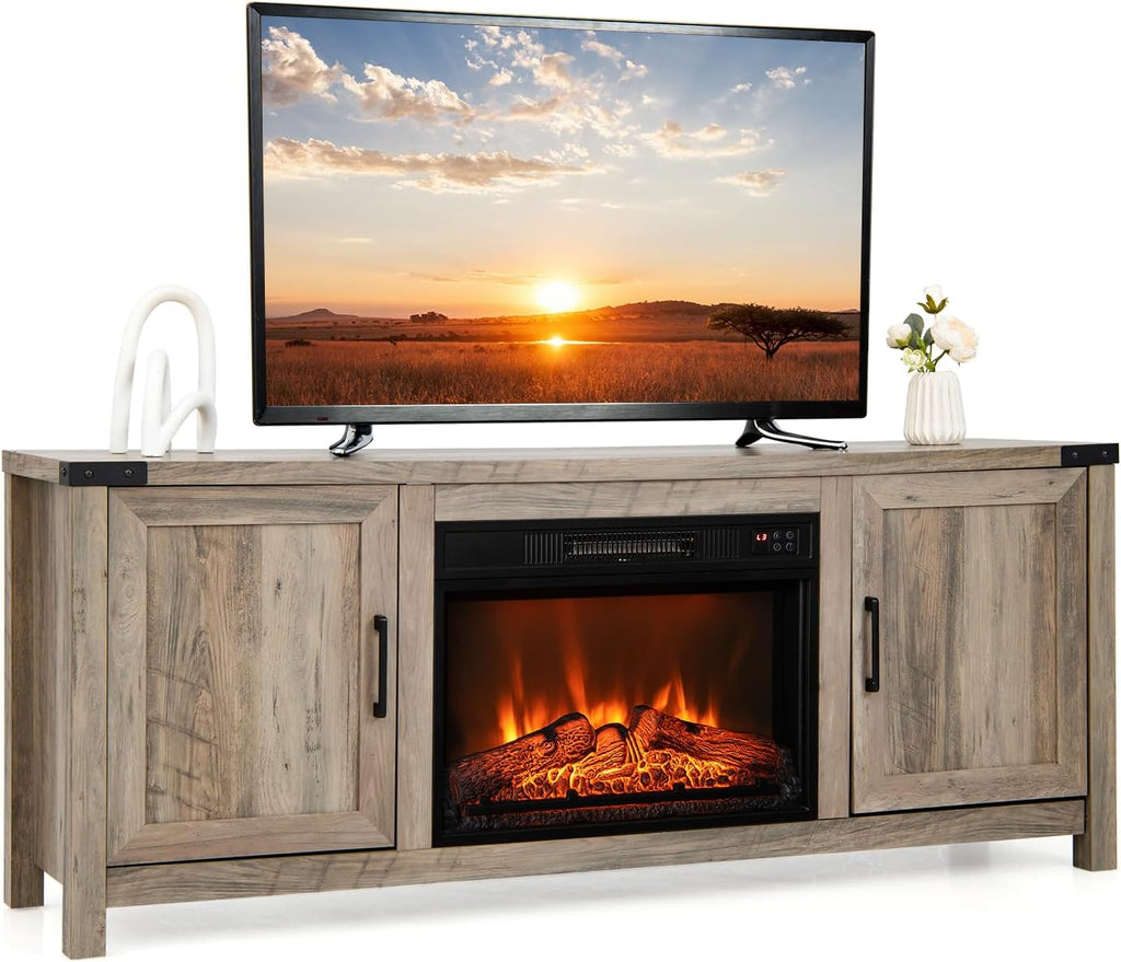 Electric Fireplace TV Stand with Storage Cabinets T9556