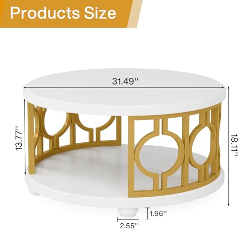 2-Tier Round Coffee Table with Storage Shelf M553815