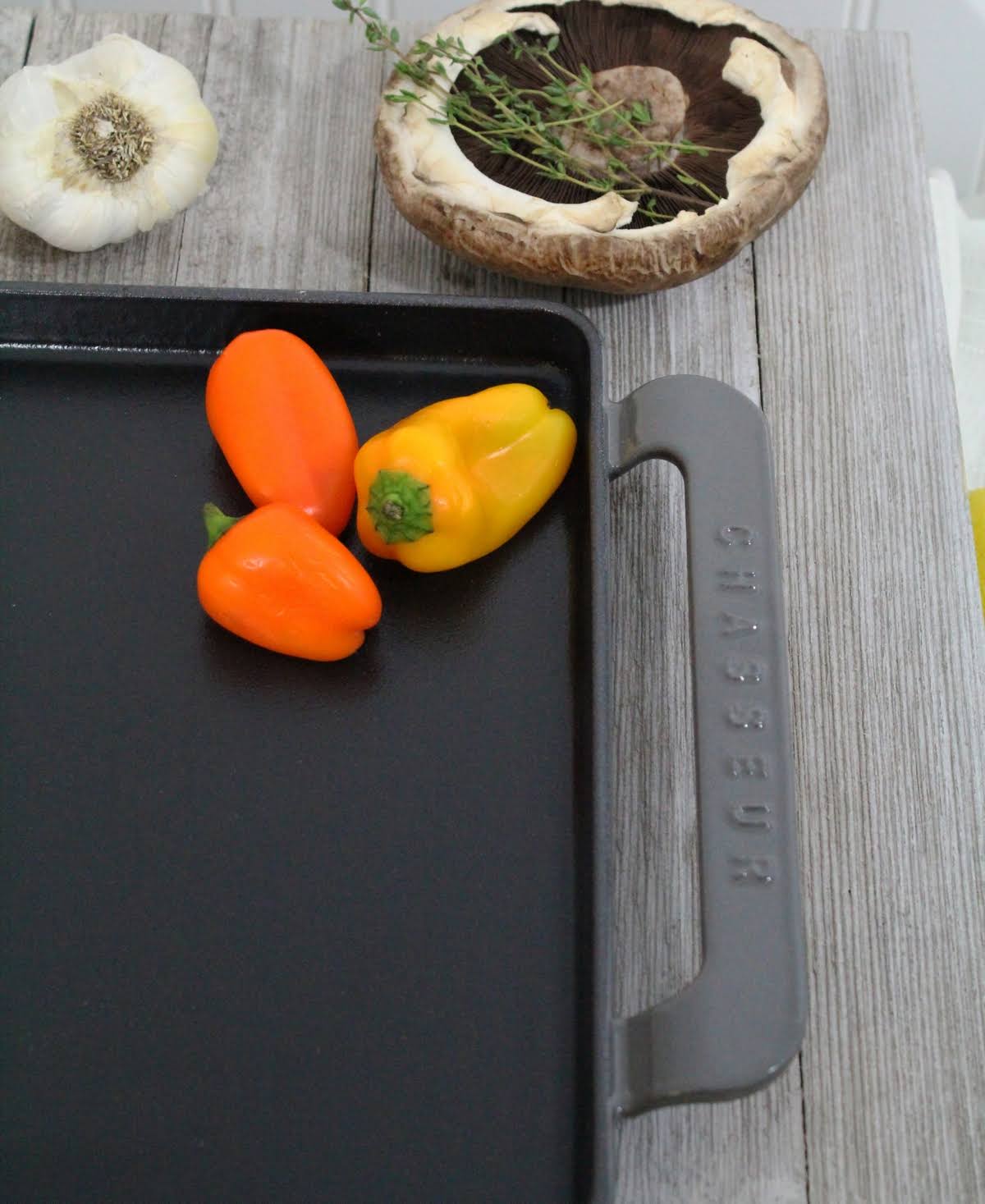 Caviar-Grey Rectangular Enameled Cast Iron Griddle R5579