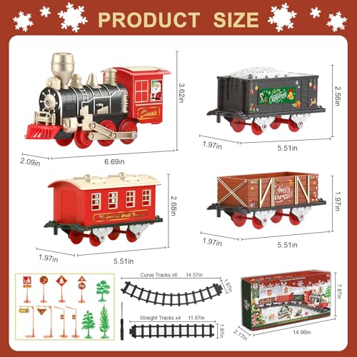 Christmas Train Set with Lights, Sounds, 3 Cars & 10 Tracks W330527