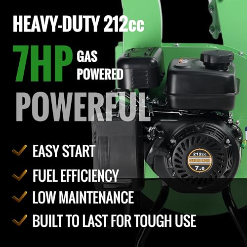 7HP 212cc Gas Powered Wood Chipper Shredder M945