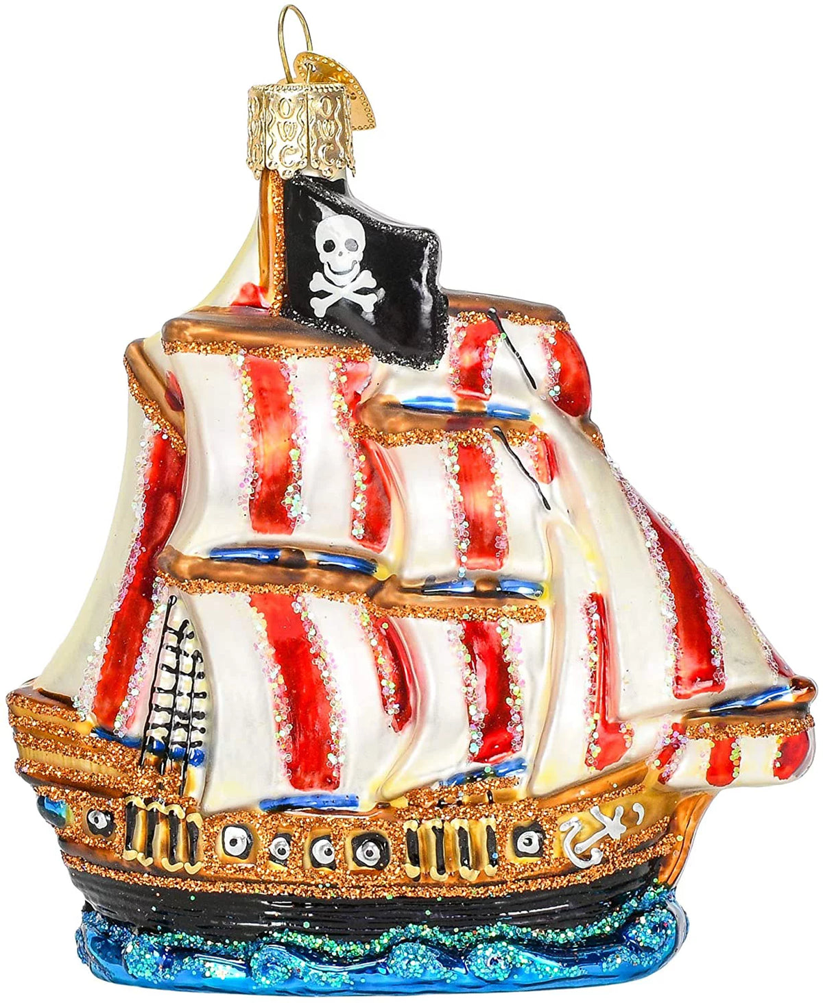 Glass Blown Ornament Pirate Ship V474