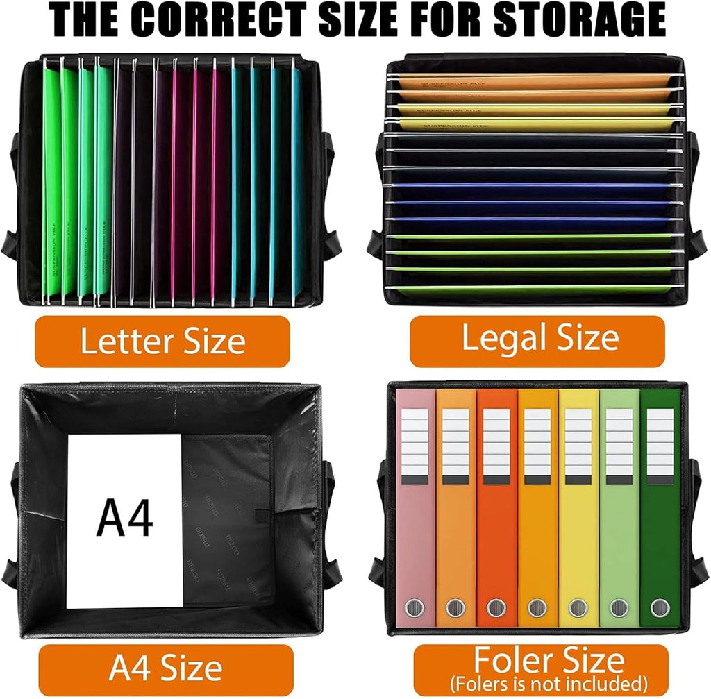 2 Layer Fireproof Document Box with Lock, Black V76968