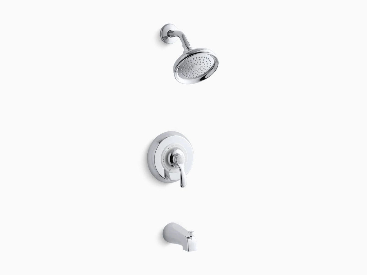 Polished Bath and Shower Valve Trim with Lever Handle and 2.0 GPM Showerhead D338