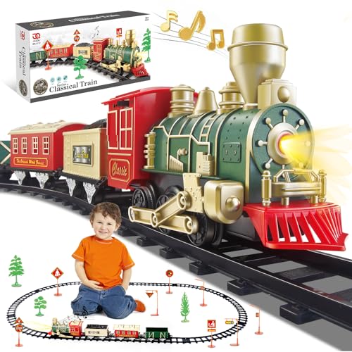 Christmas Train Set with Lights, Sounds, 3 Cars & 10 Tracks W330527