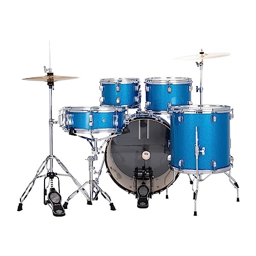 5-piece Complete Drum Set with 20-inch Bass Drum and Cymbals, Blue Sparkle Z160321