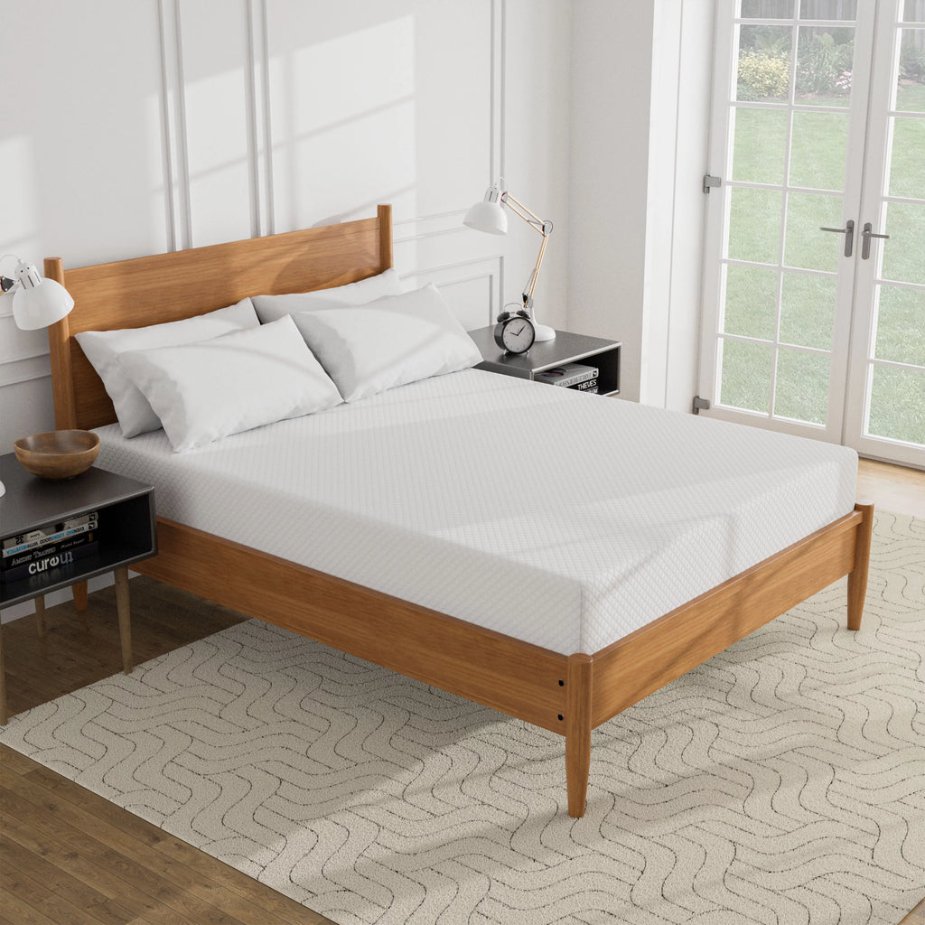 Solid Wood Queen Platform Bed with Memory Foam Mattress S46841