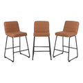 Faux Leather Counter Stool in Camel (Set of 3) S590