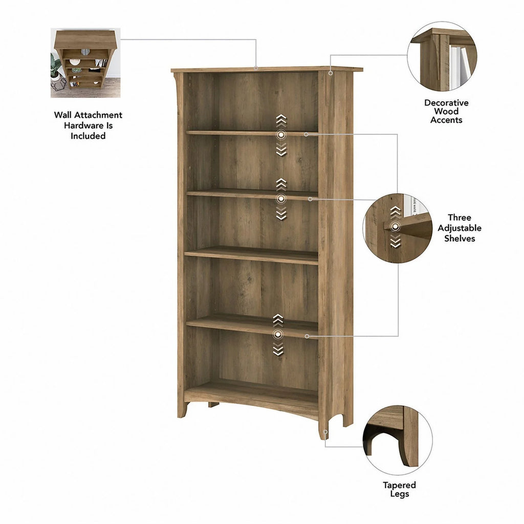 5 Shelf Engineered Wood Bookcase Set of 2 K30147