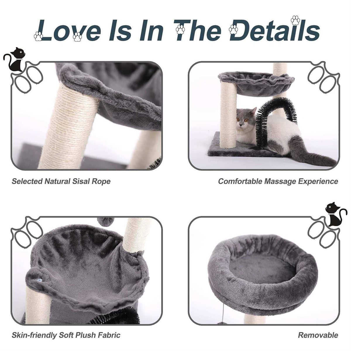 27.8 Inch Multi-Level Cat Tree with Scratching Posts K160