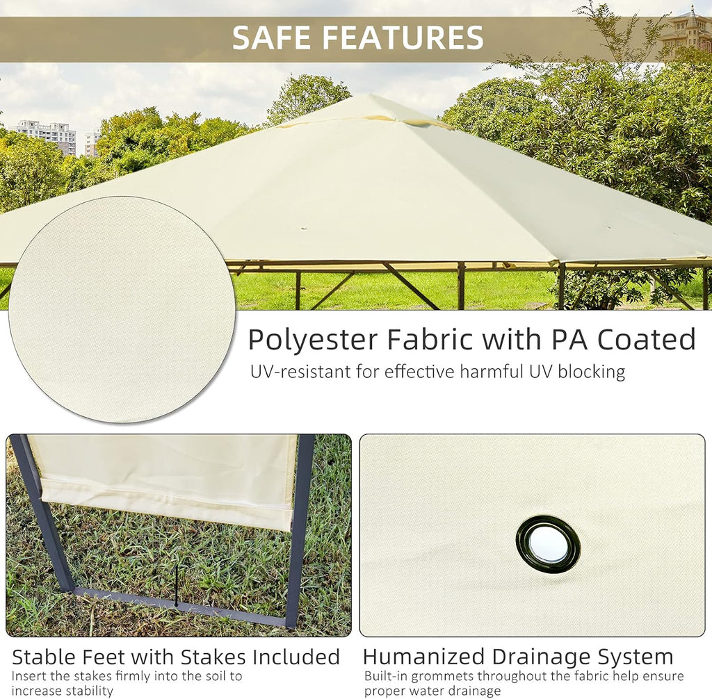 10' x 10' Outdoor Gazebo Canopy with Steel Frame E4032