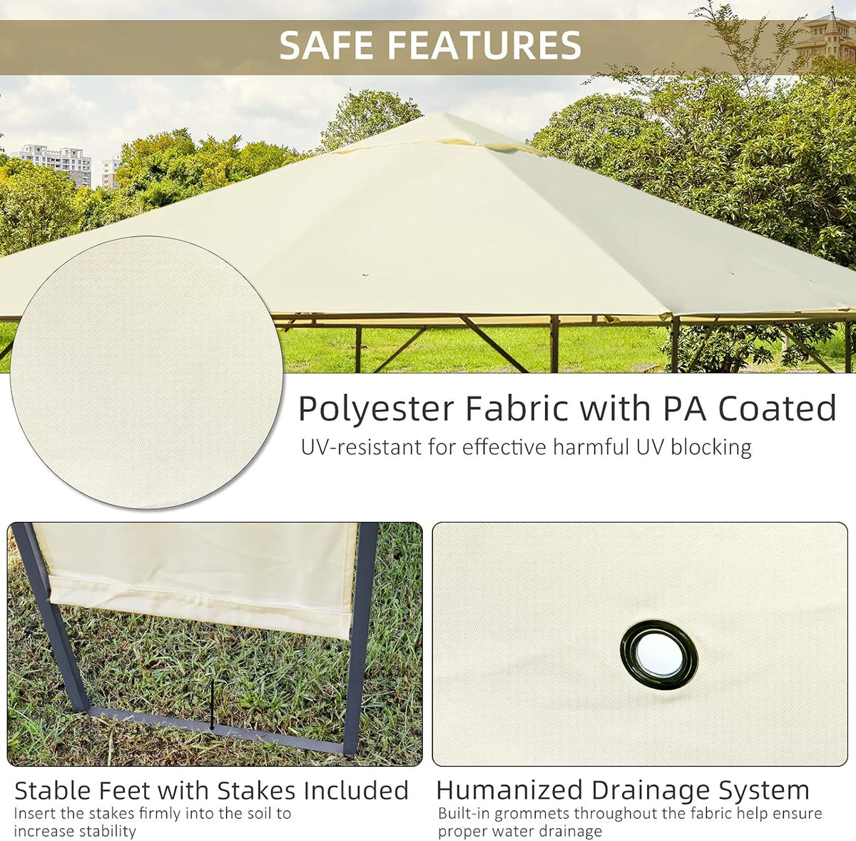 10' x 10' Outdoor Gazebo Canopy with Steel Frame E4032