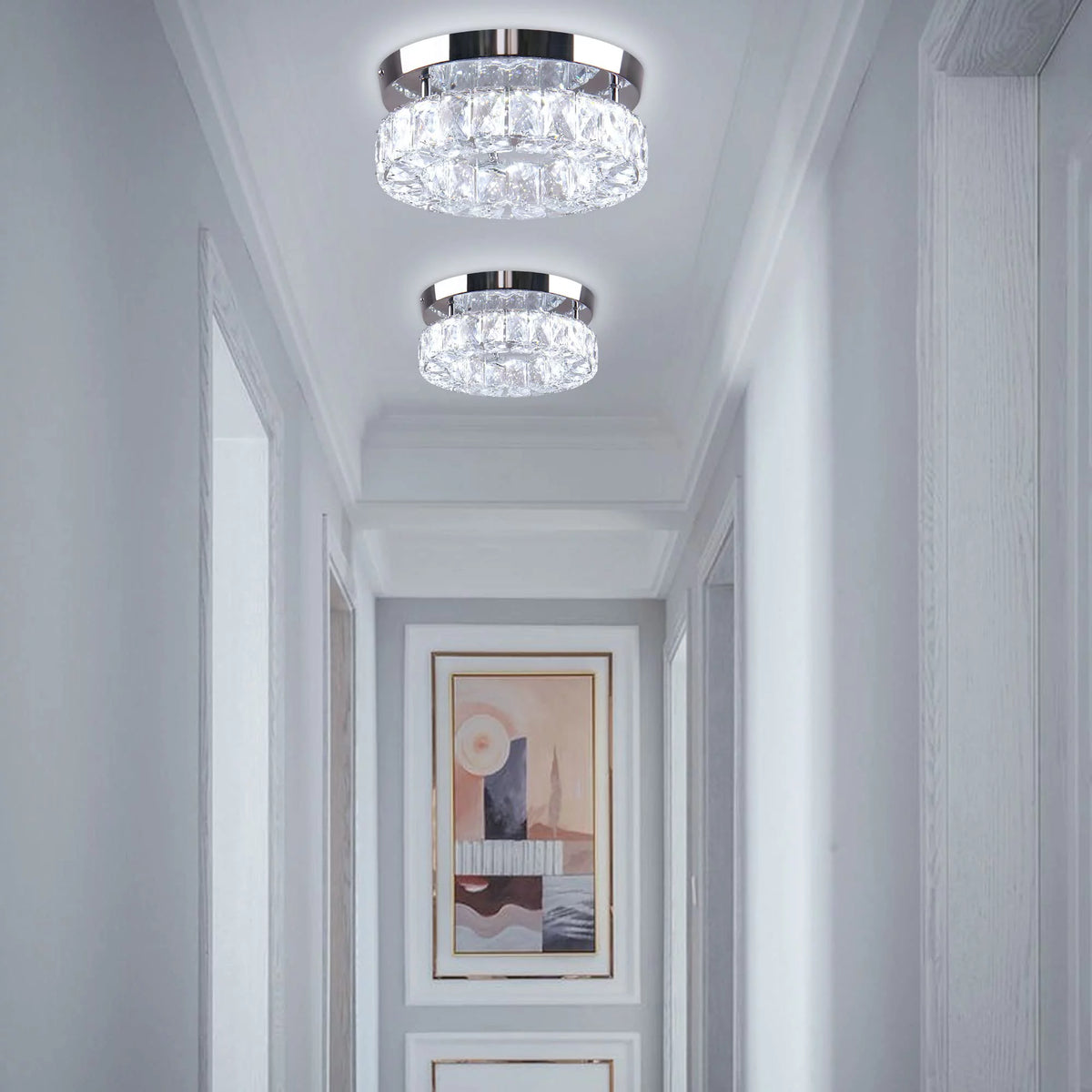 9.8" Crystal Flush Mount Ceiling Light Fixture 15 W 6000K H5982