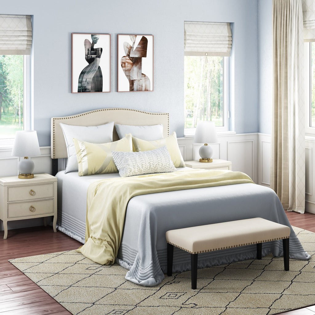 Linen Fabric Headboard and Bench Set H9018